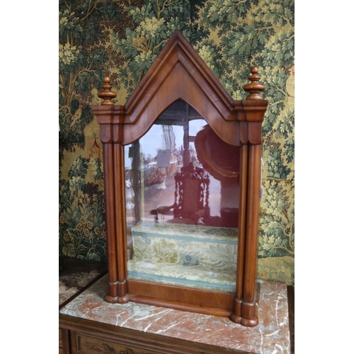 117 - Antique French church steeple shaped glazed display cabinet, in fruitwood and oak, approx 102cm H x ... 