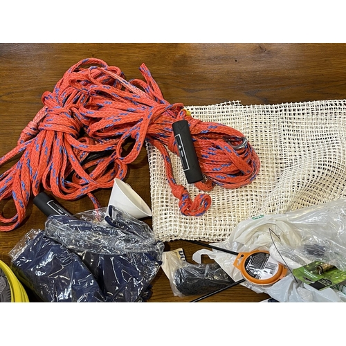 175 - Good assortment, auto hose, assorted lighting, , ropes etc Mostly new unused items