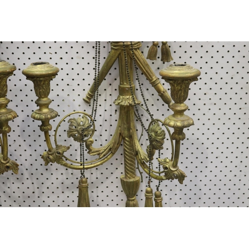 312 - Pair of antique French giltwood eagle & torche wall lamps, each approx 98cm H x 37cm W (2)