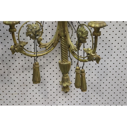 312 - Pair of antique French giltwood eagle & torche wall lamps, each approx 98cm H x 37cm W (2)