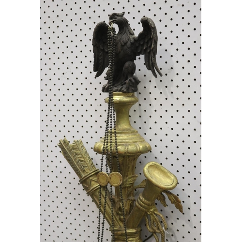 312 - Pair of antique French giltwood eagle & torche wall lamps, each approx 98cm H x 37cm W (2)