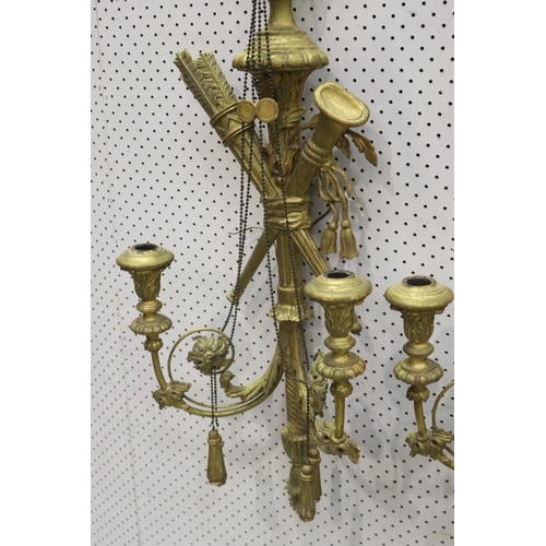 312 - Pair of antique French giltwood eagle & torche wall lamps, each approx 98cm H x 37cm W (2)