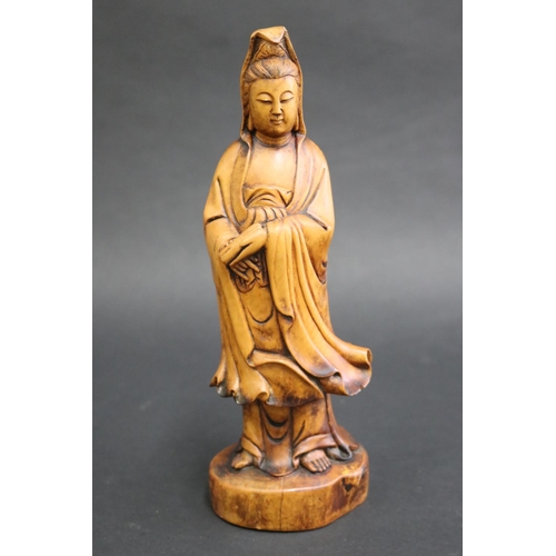 300 - Chinese carved boxwood Guan Yin figure, approx 26cm H