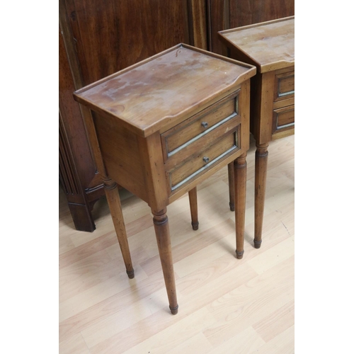 83 - Pair of petite French Louis XVI style two drawer nightstands, each approx 65cm H x 34cm W x 25cm D (... 