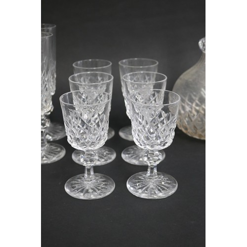 150 - Antique French part glass service to include two decanters & various glasses, etched initial, approx... 