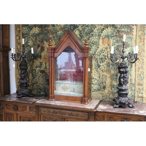 240 - Most impressive large pair of French figural putti candelabras, five lights to each, unknown working... 