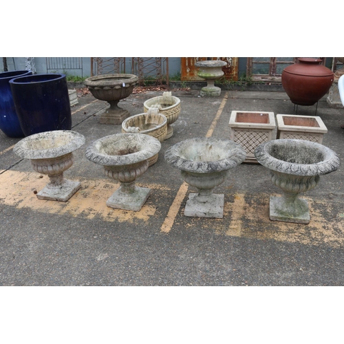 344 - Set of four composite stone circular pedestal pots, each approx 53cm H x 62cm Dia (4)