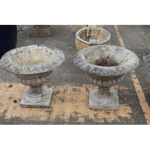 344 - Set of four composite stone circular pedestal pots, each approx 53cm H x 62cm Dia (4)