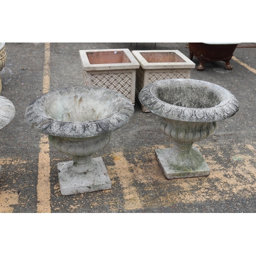 344 - Set of four composite stone circular pedestal pots, each approx 53cm H x 62cm Dia (4)