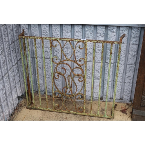 345 - Antique French wrought iron balcony section, approx 74cm H x 84cm W