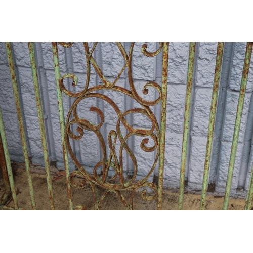 345 - Antique French wrought iron balcony section, approx 74cm H x 84cm W