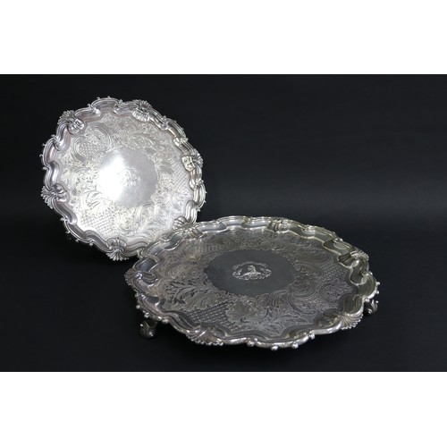 208 - Two plated trays, large and small versions, approx 37cm Dia and smaller (2)