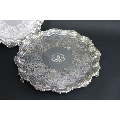 208 - Two plated trays, large and small versions, approx 37cm Dia and smaller (2)