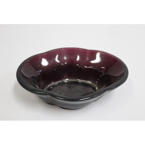 100 - Chinese amethyst glass bowl, approx 5cm H x 18cm W x 13cm D