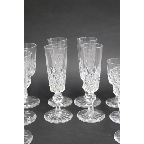 150 - Antique French part glass service to include two decanters & various glasses, etched initial, approx... 