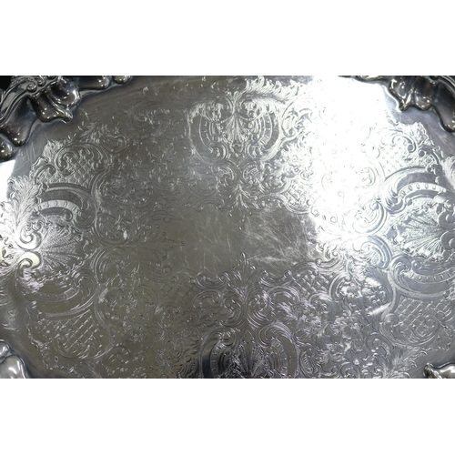 233 - Good quality silver plate twin handled service tray, approx 57cm W (including handles) x 38cm D