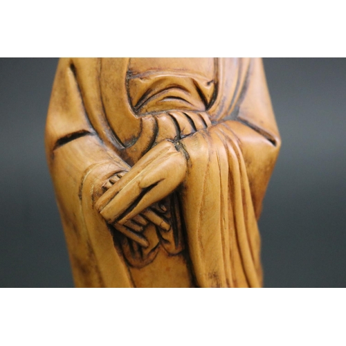 300 - Chinese carved boxwood Guan Yin figure, approx 26cm H