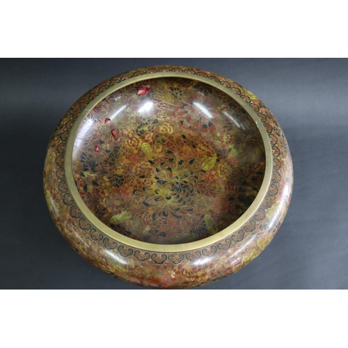 339 - Very large cloisonné bowl on stand, approx 19cm H (including stand) x 37cm Dia