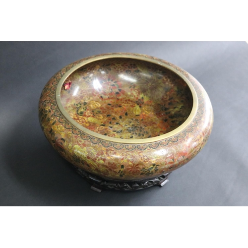 339 - Very large cloisonné bowl on stand, approx 19cm H (including stand) x 37cm Dia