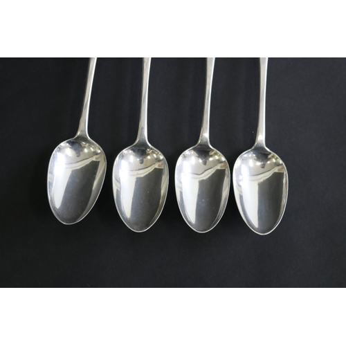 63 - Set of four antique sterling silver desert spoons, old English pattern, marked for London 1834, appr... 