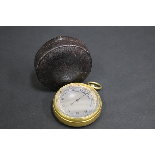 65 - Antique cased pocket barometer, case approx 6cm dia