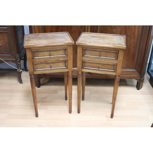 83 - Pair of petite French Louis XVI style two drawer nightstands, each approx 65cm H x 34cm W x 25cm D (... 