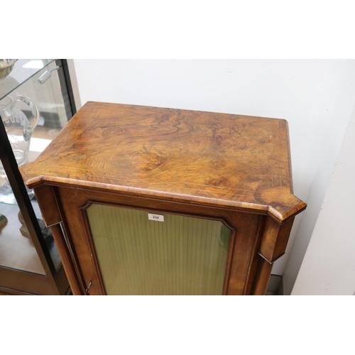 259 - Antique English figured walnut music cabinet, approx 110cm H x 67cm W x 40cm D