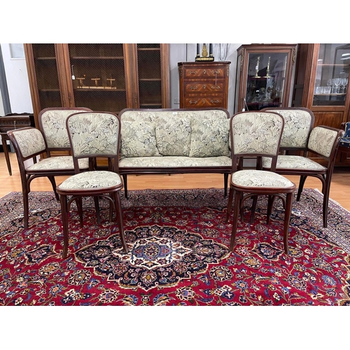 169 - Rare antique Thonet bentwood - five piece lounge suite comprising of settee, two armchairs & two sid... 