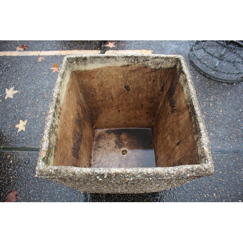 467 - Large square tapering planter, with applied stone decoration, approx 58cm H x 58cm Sq