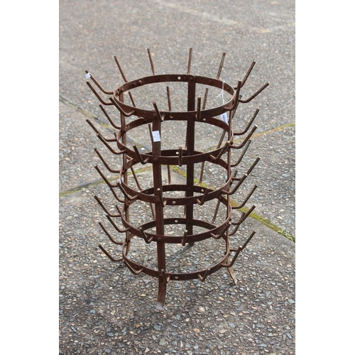 482 - Vintage French gal metal bottle airer, approx 55cm H