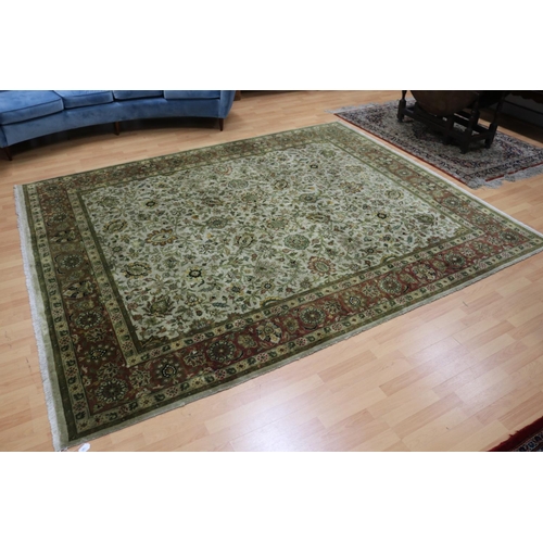 141 - Large fine green & yellow carpet, approx 303cm x 243cm