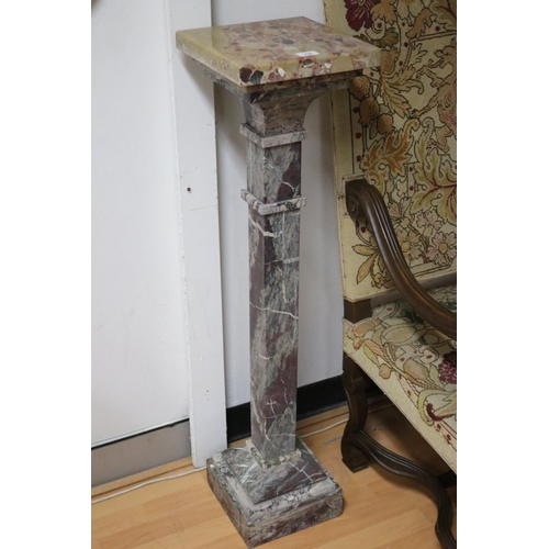 238 - French square design marble stand, approx 113cm H x 28cm W x 28cm D