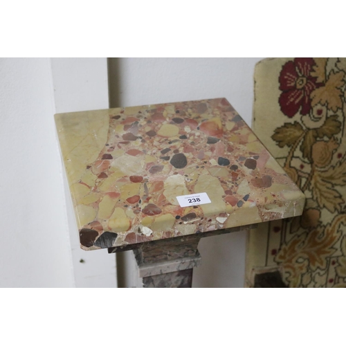 238 - French square design marble stand, approx 113cm H x 28cm W x 28cm D