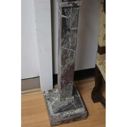 238 - French square design marble stand, approx 113cm H x 28cm W x 28cm D