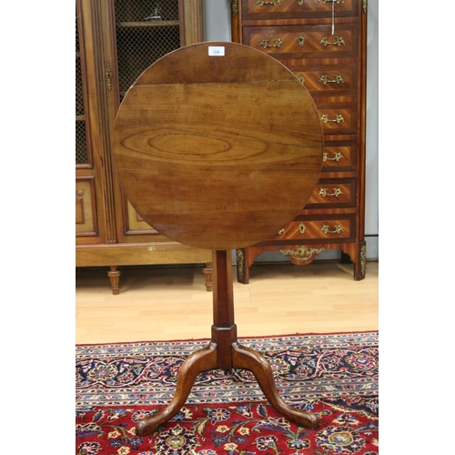 324 - Antique tilt top circular pedestal wine table, standing on tri support legs, approx 73cm H x 54cm Di... 