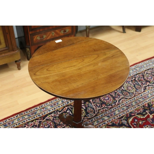 324 - Antique tilt top circular pedestal wine table, standing on tri support legs, approx 73cm H x 54cm Di... 