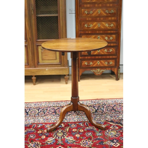 324 - Antique tilt top circular pedestal wine table, standing on tri support legs, approx 73cm H x 54cm Di... 