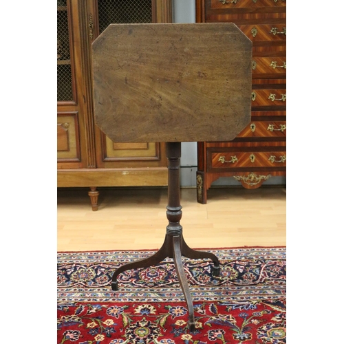 357 - Antique English pedestal tilt top side table, approx 74cm H x 51cm W x 38cm D