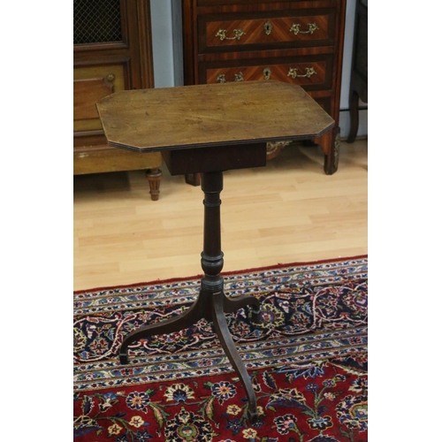 357 - Antique English pedestal tilt top side table, approx 74cm H x 51cm W x 38cm D