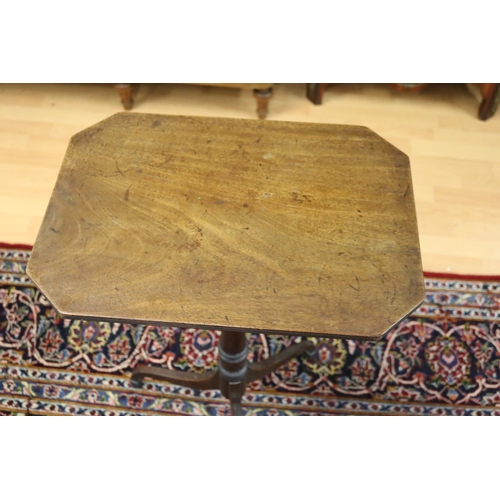 357 - Antique English pedestal tilt top side table, approx 74cm H x 51cm W x 38cm D