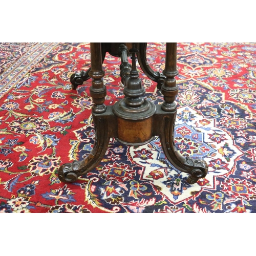 377 - Antique burr walnut oval table, approx 55cm H x 90cm L x 56cm W