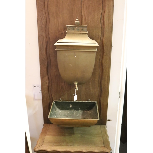 236 - Antique French copper cistern on wooden stand, approx 191cm H x 54cm W