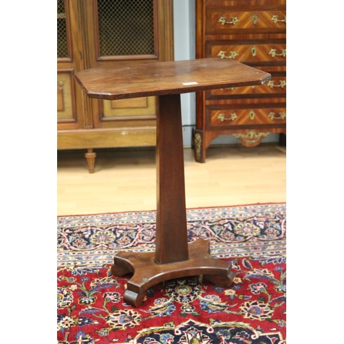 325 - Antique English Cuban mahogany canted top pedestal side table, approx 71cm H x 53cm W x 40cm D