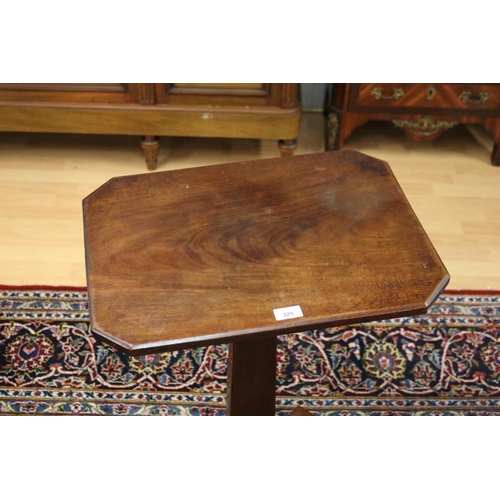 325 - Antique English Cuban mahogany canted top pedestal side table, approx 71cm H x 53cm W x 40cm D