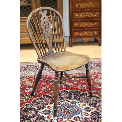 502 - Antique English hoop wheel back country chair