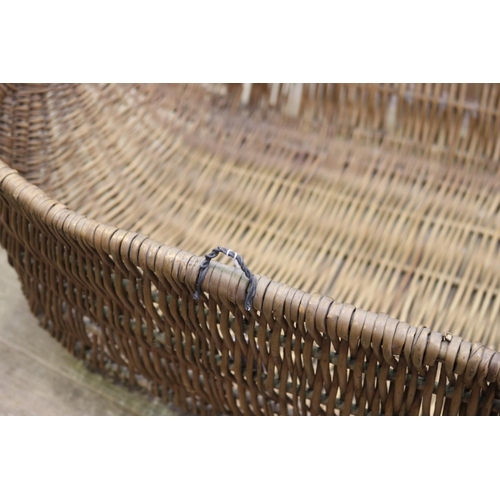 171 - Large antique French woven basket, approx 28cm H x 87cm W x 56cm D