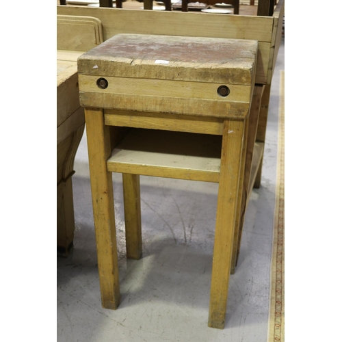 221 - Vintage French small scale wooden chopping block table, approx 94cm H x 50cm W x40cm D