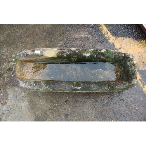 328 - Antique French carved stone trough basin, approx 21cm H x 91cm W x 35cm D