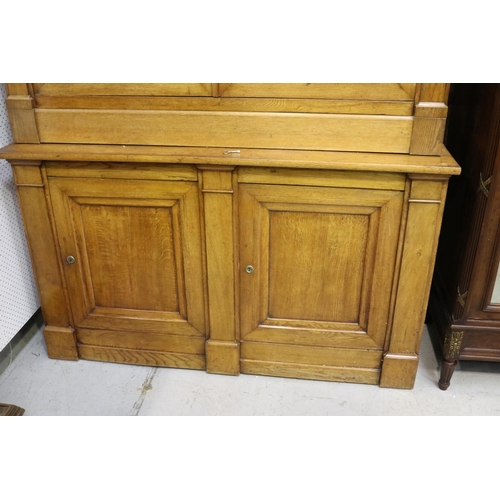 68 - Antique French oak two door bookcase, approx 280cm H x 170cm W x 45cm D