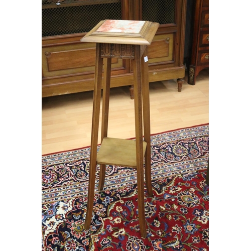 261 - Vintage French marble topped jardinière stand, of square tapering design, approx 102cm H x 26cm Sq